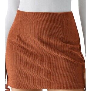 Halara Rust Corduroy Back Zip Mini Skort Size XL